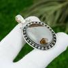 925 Silver Coffee Bean Jasper Gemstone Birthday Engagement Artisan Bezel Pendant