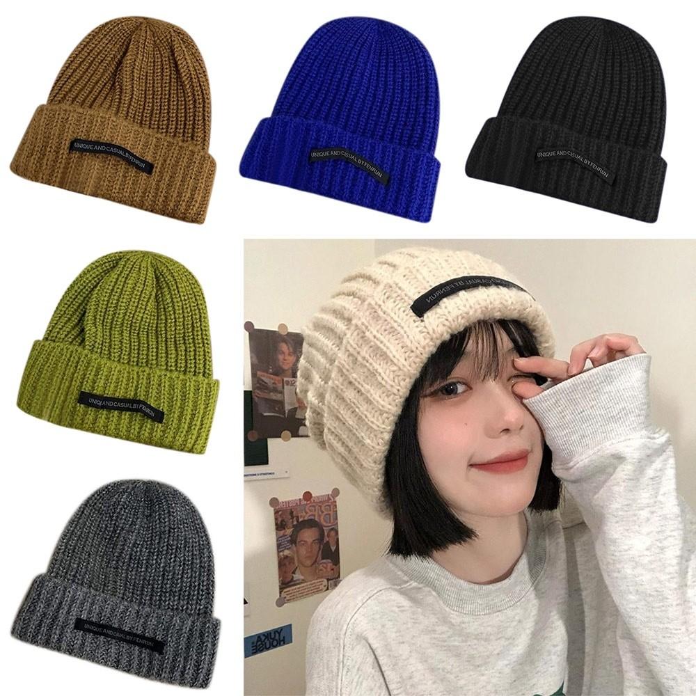 Warm Knitted Hat Solid Color Ski Hats Comfortable Hip Hop Caps  for Women Men