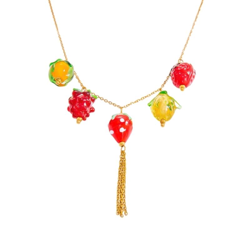 Handmade Glass Fruit Pendant Necklace Offering A Touch of Artistics and Nature Inspire Elegant for Any Outfits