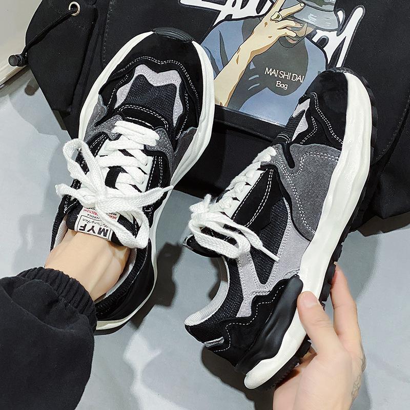 Fashion Men's Shoes Spring Summer Breathable New Thick Soled Mesh Sports Shoes Simple Comfortable Wear-resistant Anti Slip Trendy Shoes