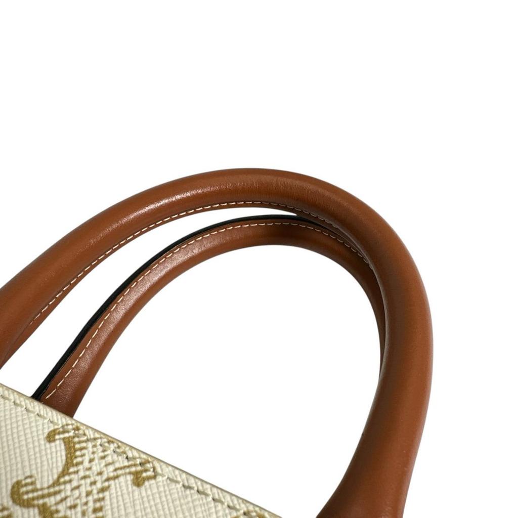 CELINE Mini Partical Hippo Triomphe Handbag PVC white Women Used