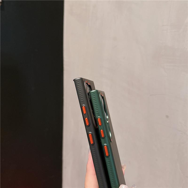 For Samsung Galaxy S24 S23 S22 Plus Ultra Corrugated Grain Plating Metallic Paint Anti Fingerprint PC Shockproof Anti-Slip Back Cover Case Shell