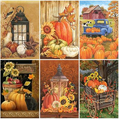 DIY 5D Diamond Painting Full Round Drill Cartoon Diamond Embroidery Pumpkin Cross Stitch Christmas Gift Art Home Decor