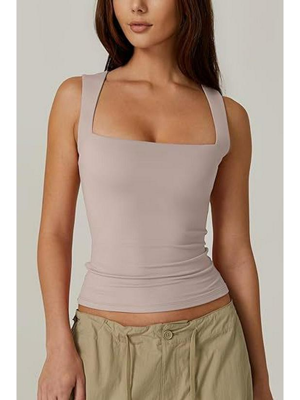 2025 European & American Women's Trendy Square Neck Slim Sleeveless Vest