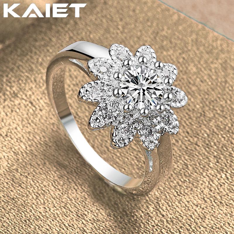 925 Silber Große Blume Kristall 7-10 Ring Charm Zubehör Für Frauen Schmuck
