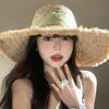 Bow Lafite straw hat women's summer big brim sunshade sunscreen hat seaside beach vacation woven hat
