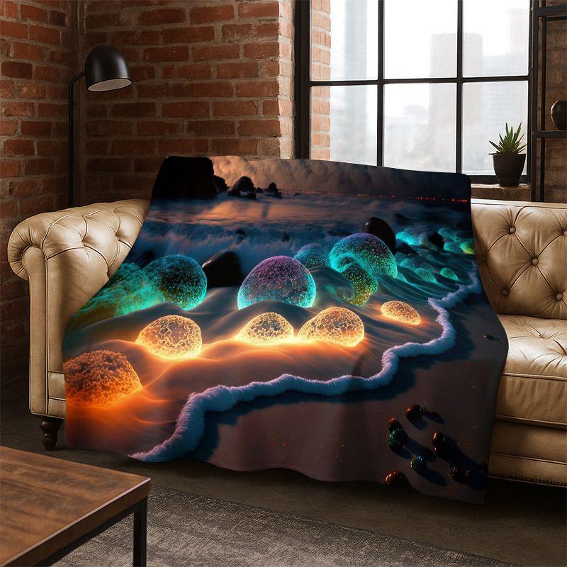 Colorful Pebble Rainbow Cobblestone Stone Flannel Blanket Soft Warm Blanket Throw Blanket for Bedroom Living Room Bed Picnic
