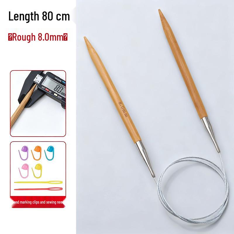 Bamboo & Stainless Steel Circular Knitting Needles Set for Wool Scarves & Cuffs