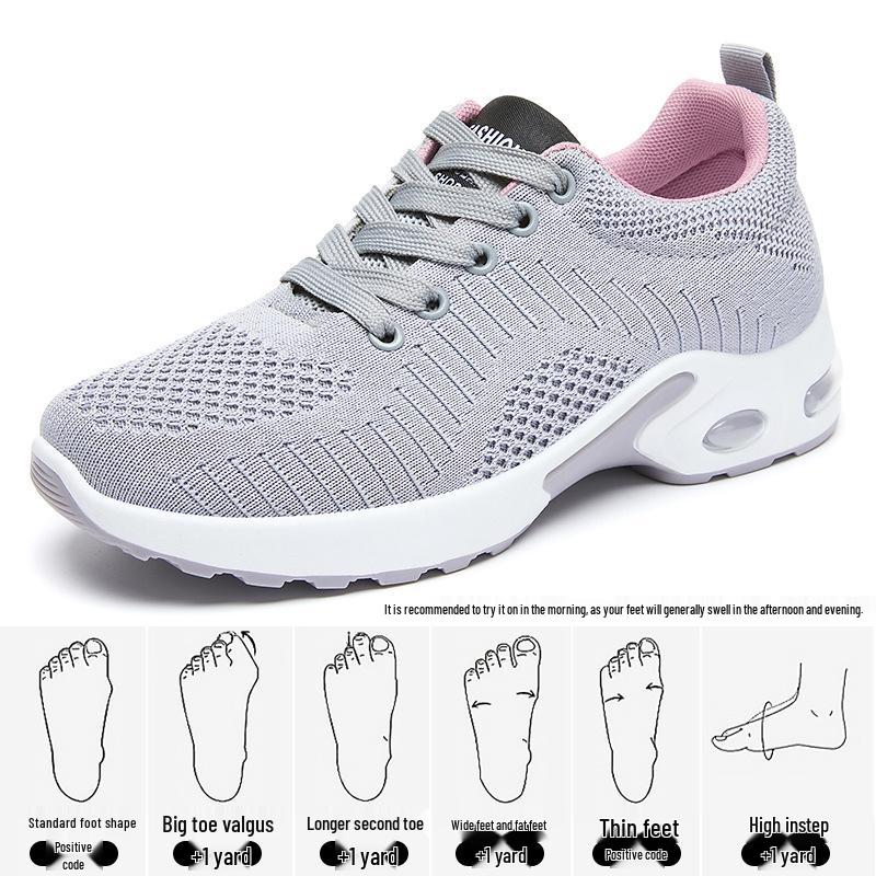 Women's 2025 Lightweight Air Cushion Plus Size Running Shoes - Solid Color, Versatile Lace-up Casual Sneakers