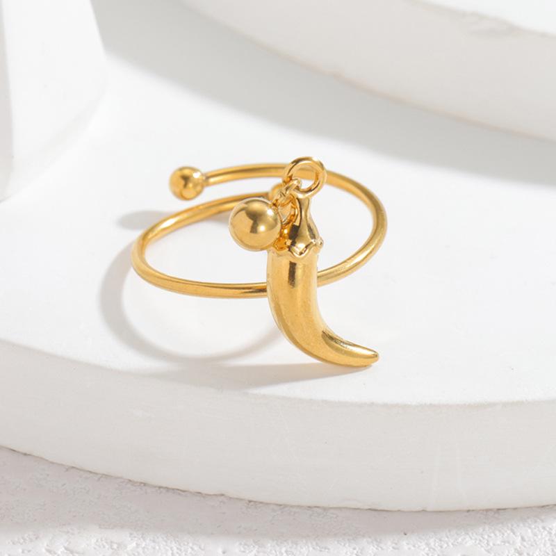 18K Gold Multi-Element Stainless Steel Pendant Ring - Fashionable High-End Design