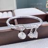 Retro round stick, auspicious, fashionable and versatile, Ruyi Ping An Huang Caishen, new Chinese-style tag, curling tail opening bracelet gift