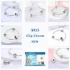Retro Round Clip Charms Copper Original Zircon Cat Paw Love Forever Spacer Charm Stopper For Diy Jewelry Bracelet