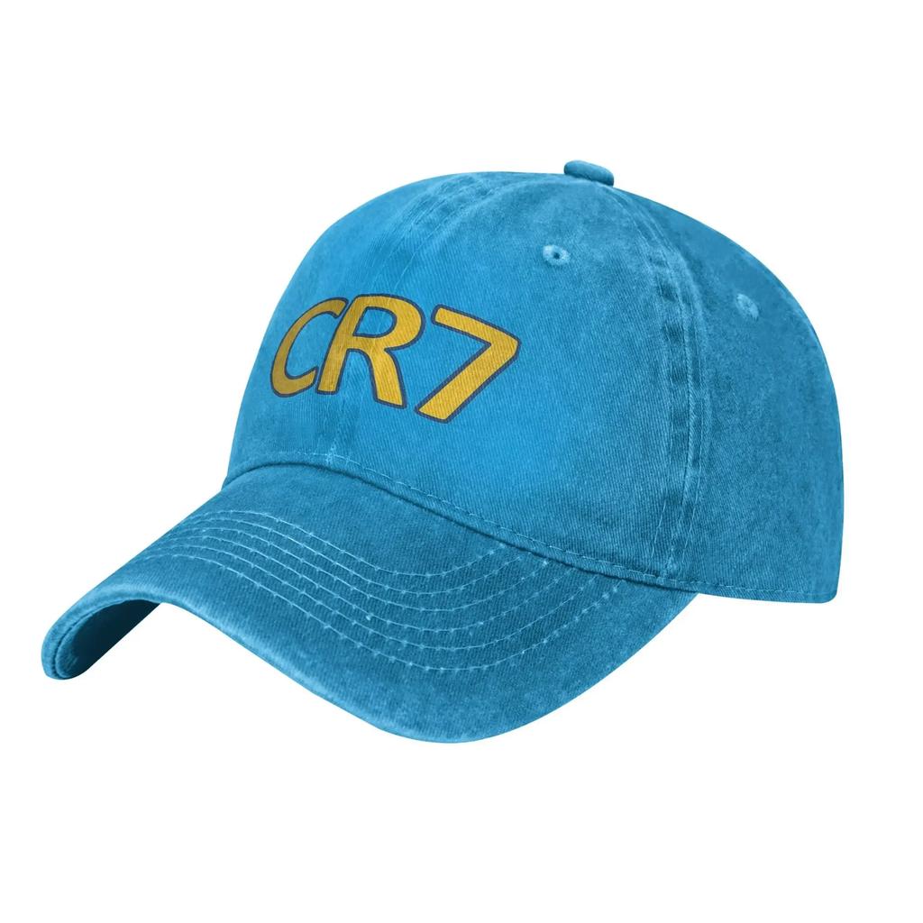 Vintage Number CR7 Football Baseball Caps for Men Women Distressed Denim Snapback Hat Soccer Outdoor Travel Soft Caps Hat