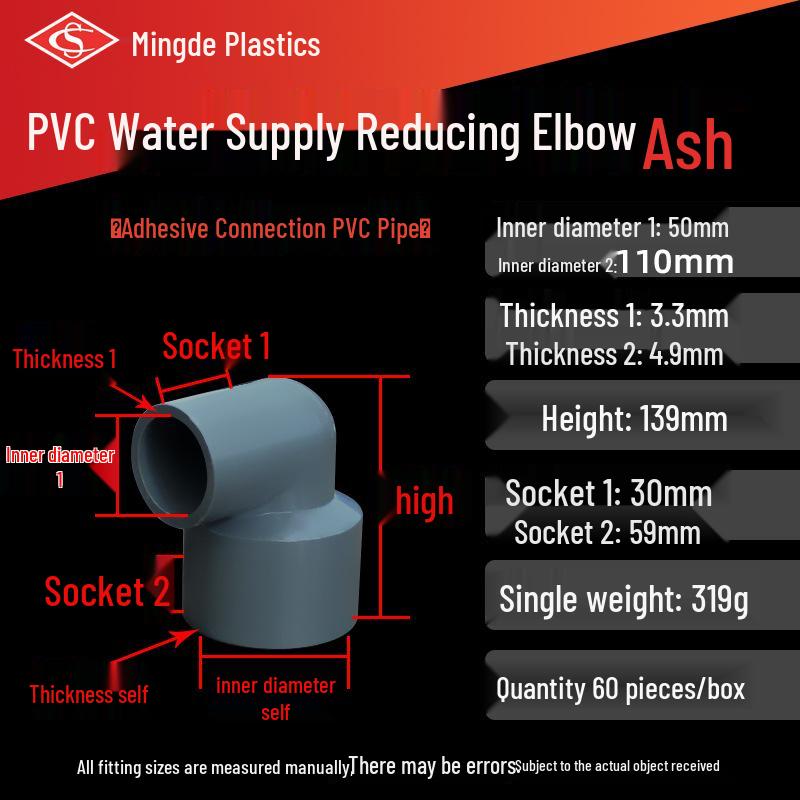 PVC 90° Reduzierbogen Wasserrohrverschraubung