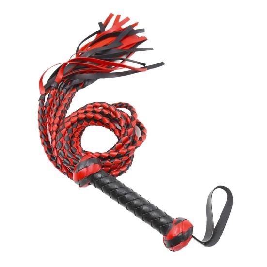 Faux Leather Horse Whip Two-Tone 8 Braiding Tails Whip Hangable Horse Training Whip Riding