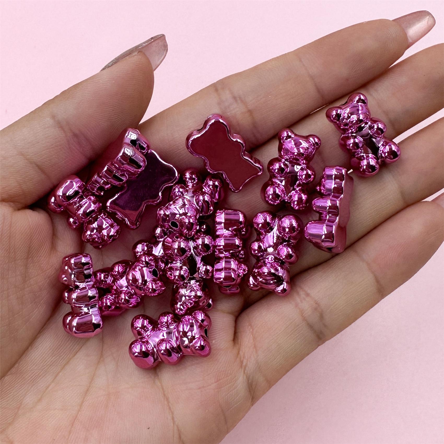 

15 шт./пакет, акриловые бусины в стиле панк, имитация металла, бусины в виде медведя, кулон «сделай сам», ожерелье, серьги, изготовление ювелирных изделий, рождественские украшения розы красного