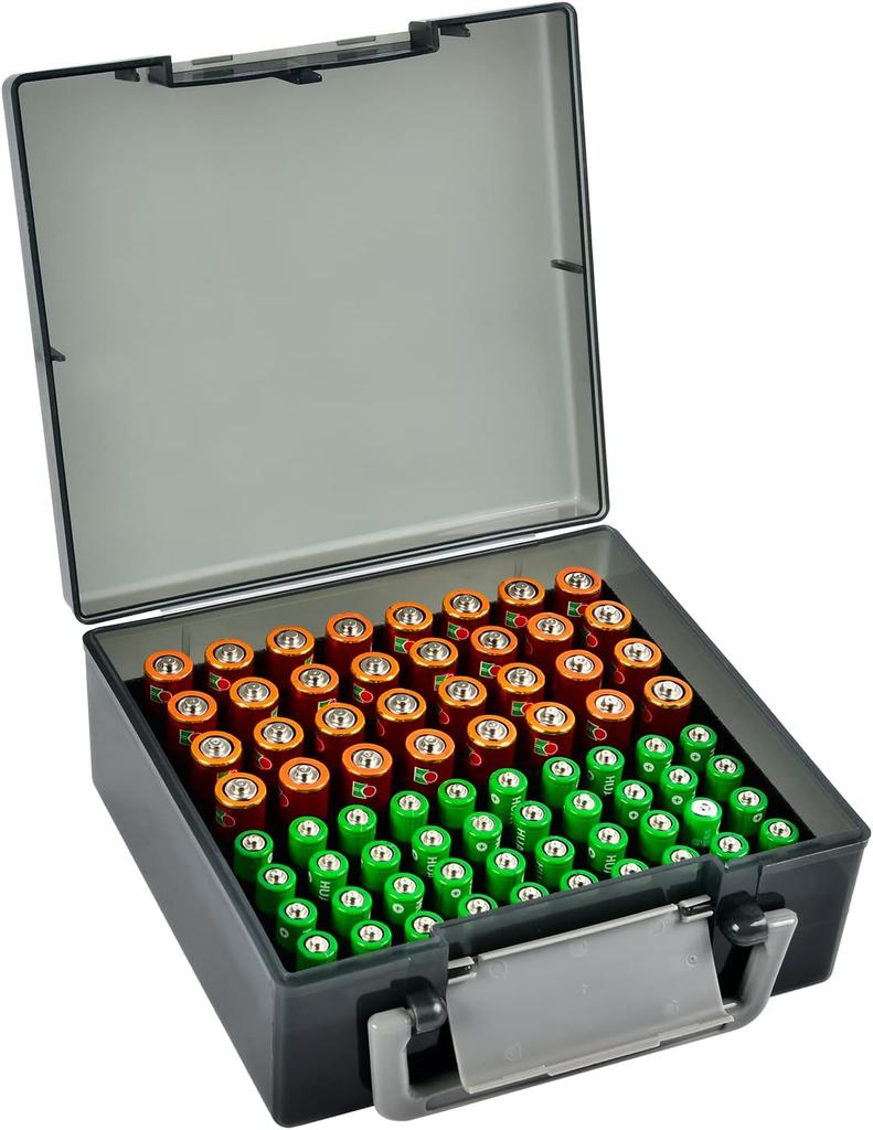 Battery Storage Organizer Holder Holds 54 AA AAA Batteries, Battery Box Case Garage Container,Home Drawer Organization Dispenser