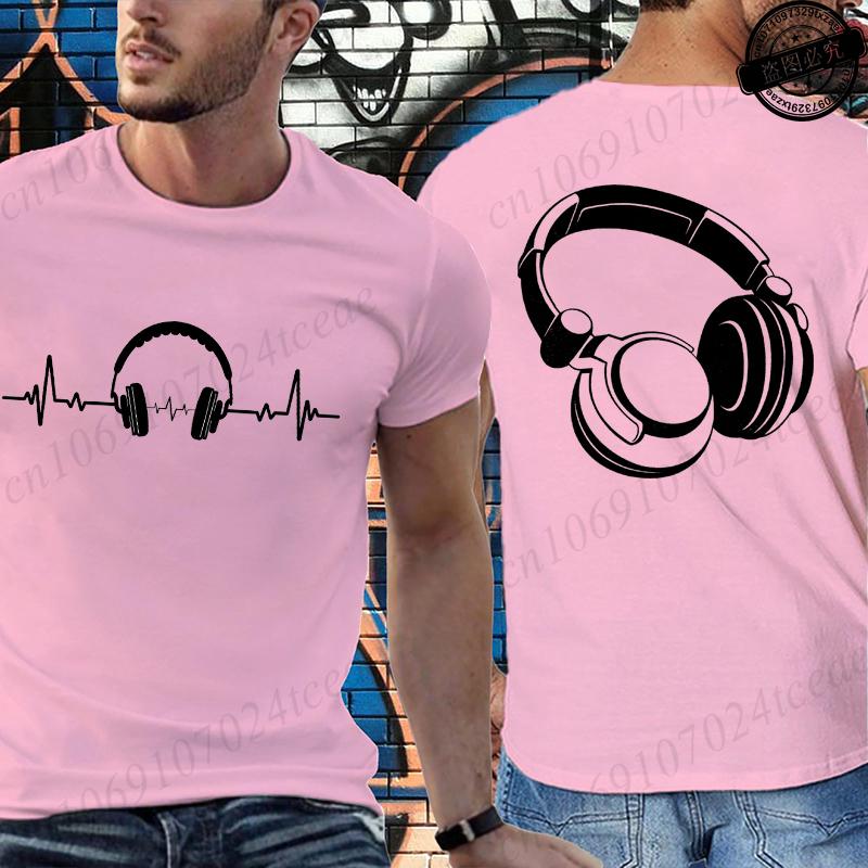 Music Dj Fashion T Shirt Men Women Headphone Music Lover  Print Tshirt Short Sleeve Round Neck Men Casual Summer Fashion T-shirt