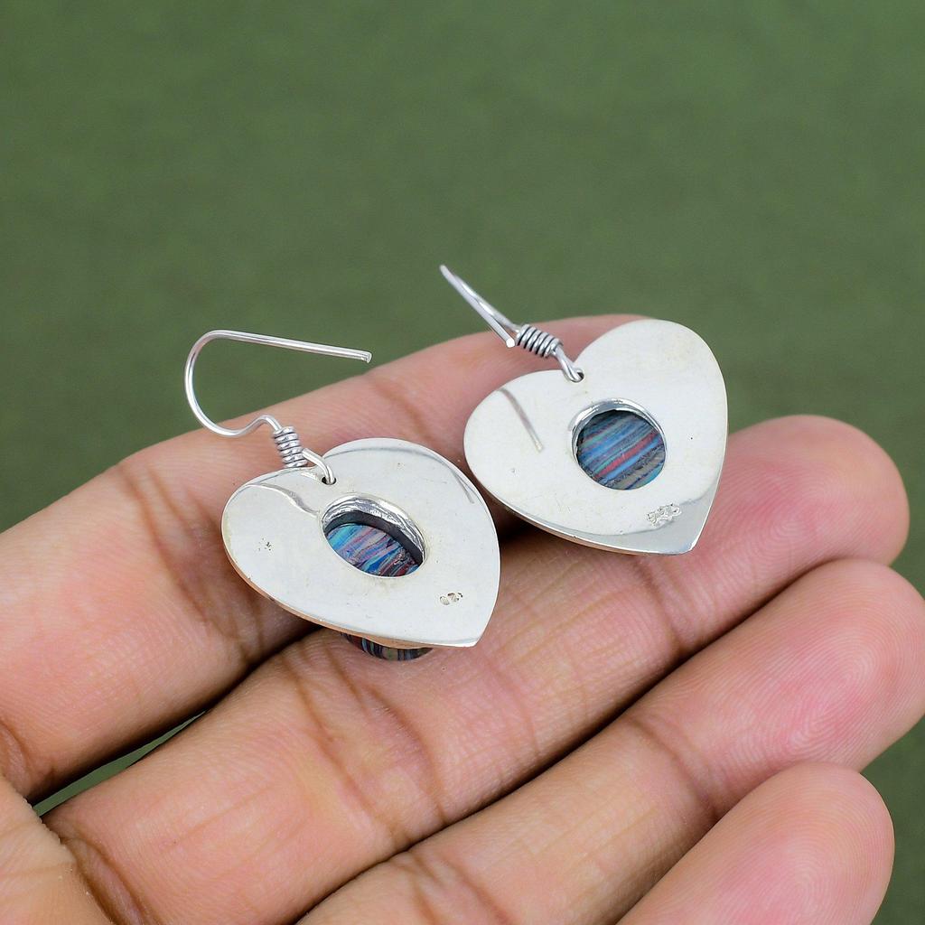 Rainbow Calsilica Earring 925 Sterling Silver Earring Handmade Amazing Jewelry Natural Gemstone Earring Rainbow Calsilica Jewelry For Gifts