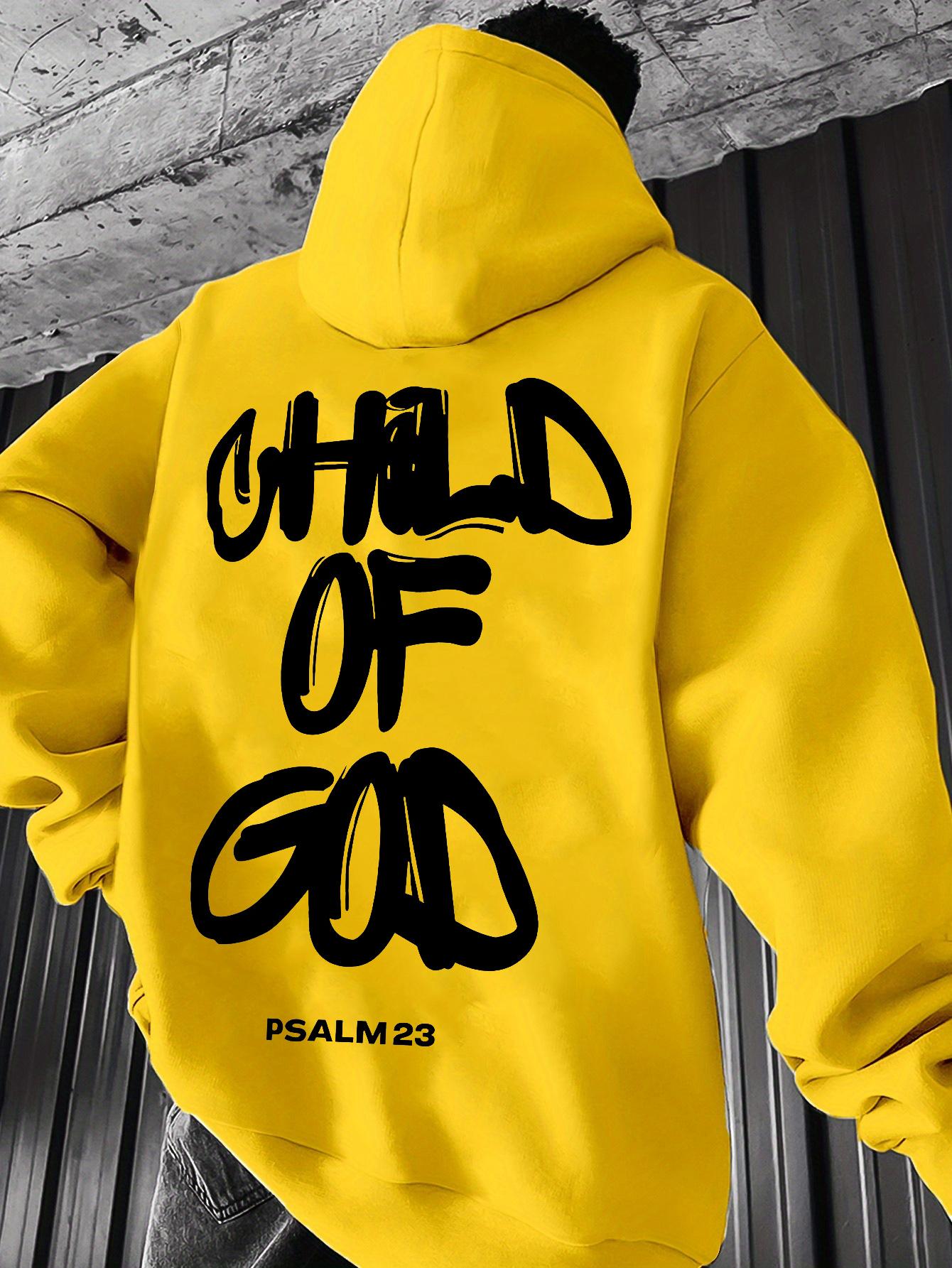 

Men s autumn and winter casual fashionable loose childhood letter printed long sleeved hooded sweatshirt with fleece S