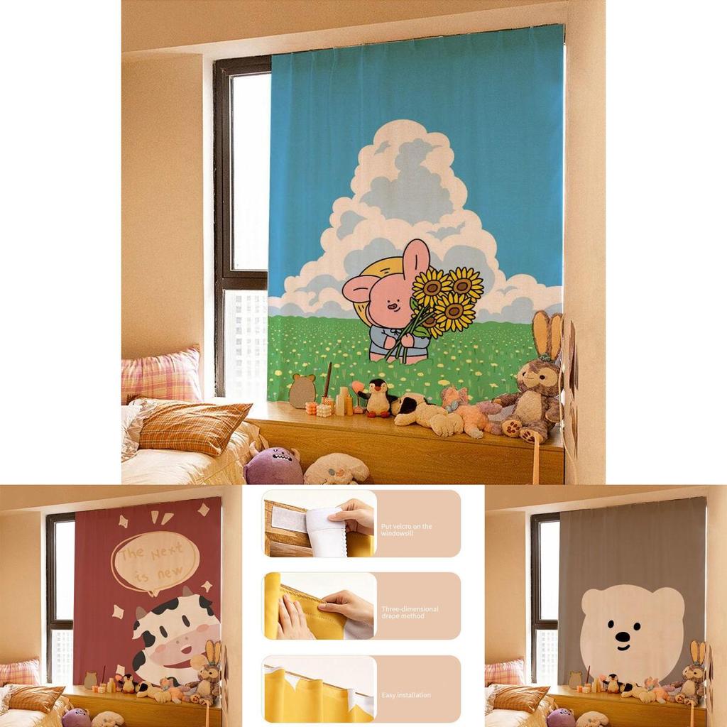 Cortina de Velcro Luxuosa 200cm Cortina Decorativa Autoadesiva Para Quartos