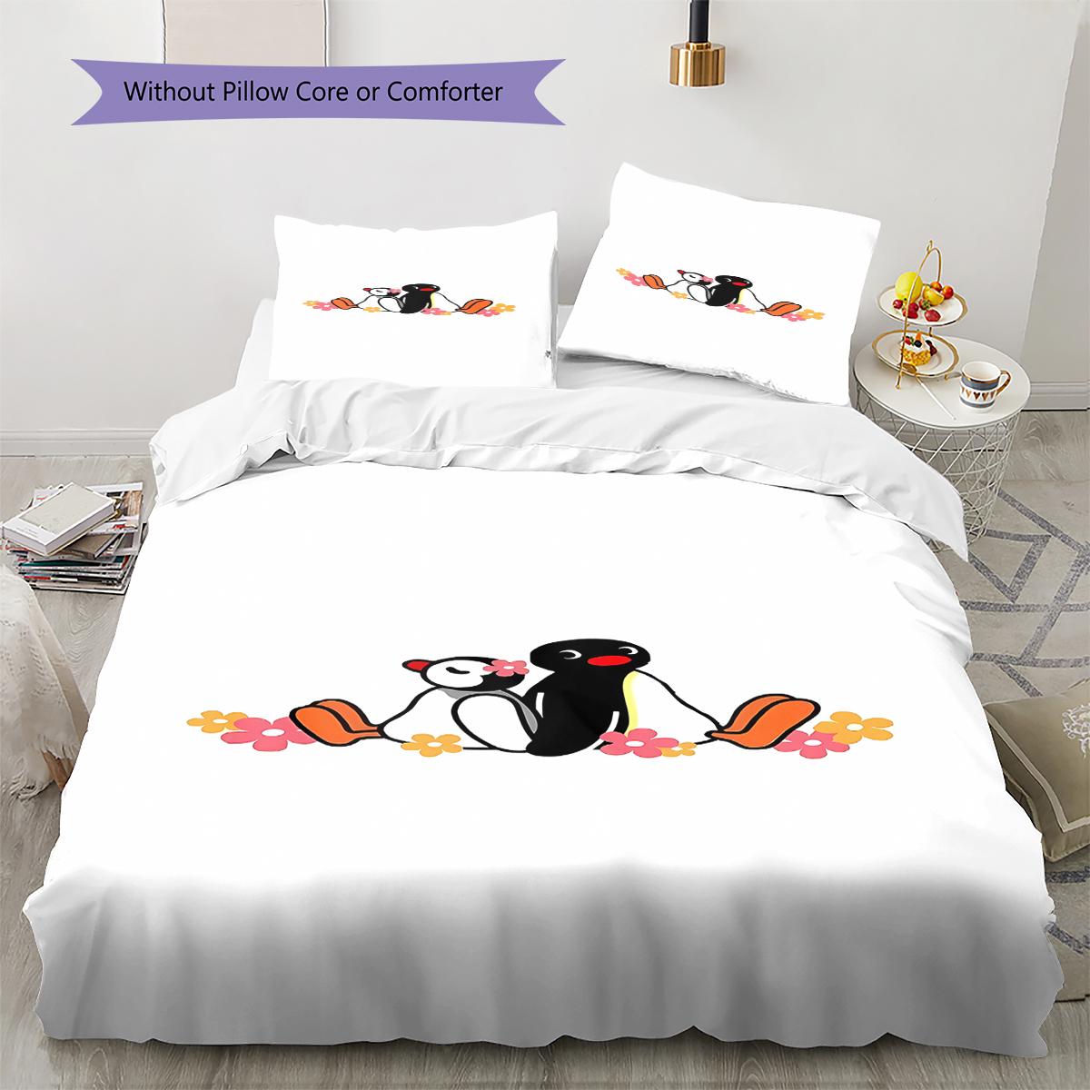 

PINGU Pattern Bedding,Quilt Set Quilt Cover Pillowcase Home Birthday Gift (1 * duvet cover + 2 * pillowcase, without core) 135x200cm