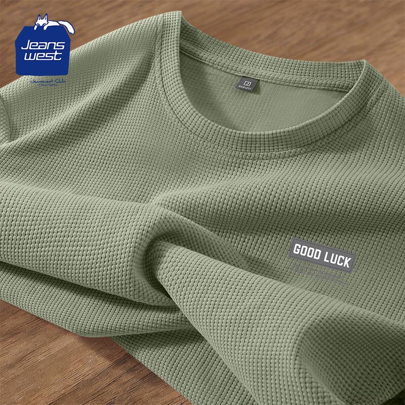 JEANSWEST CLUB Men s Waffle Knit Crew Neck Long Sleeve T-shirt 2XL