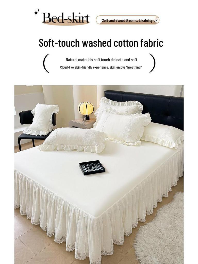 Lace Princess Floor-Length Bed Sheet with Ruffled Hem