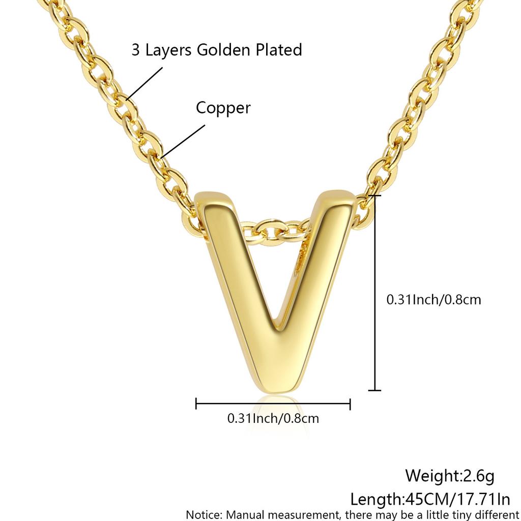 26 Large Capital English Letter Necklace Polished Smooth Hole-Punched Pendant Fine Chain Women's Item