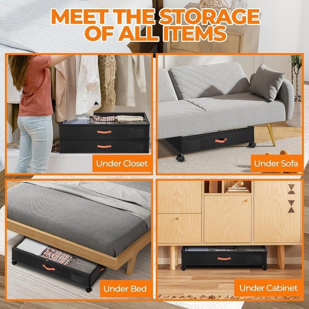 Stackable Rollable Storage Box Adjustable Closet Organizer Underbed Drawer with Wheels  Bedroom