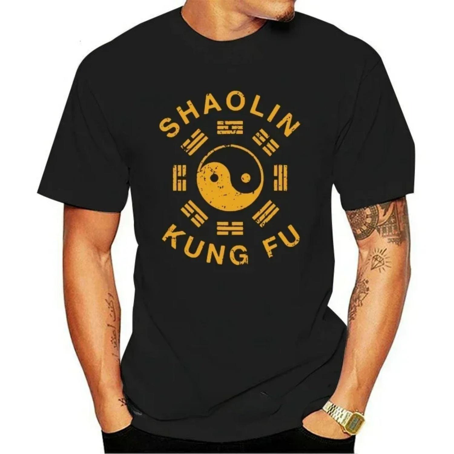 

Vintage Style Shaolin Kung Fu Martial Arts Training T Shirt for Men and Women, Harajuku Shirt, Summer S чёрный