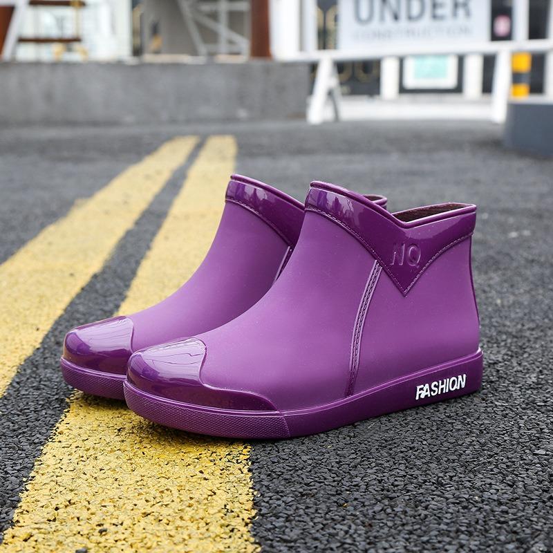 Rain Shoes Women's Short Work Rain Boots Fashion Outer Wear Rubber Shoes Summer Velvet Warm Waterproof Non-slip Women's Water Shoes Winter