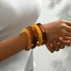 4pcs Chunky Boho Bamboo Tube Bracelets Elastic Set Extra Long Elbow Cuff Bangles Acrylic Unisex Stackable Jewelry for Women Men