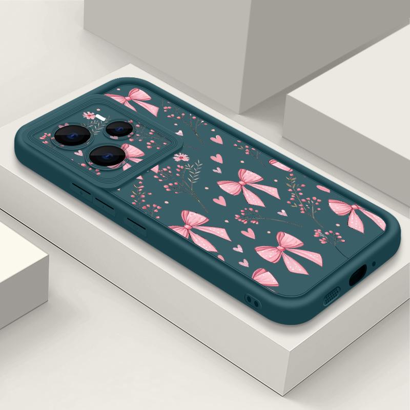 Pink Bowknots Floral Pattern Case For Xiaomi 14T 13T 11T Pro Funda Redmi Note 14 13 Pro 5G 4G 12 11 Shockproof Bumper Silicone Cover