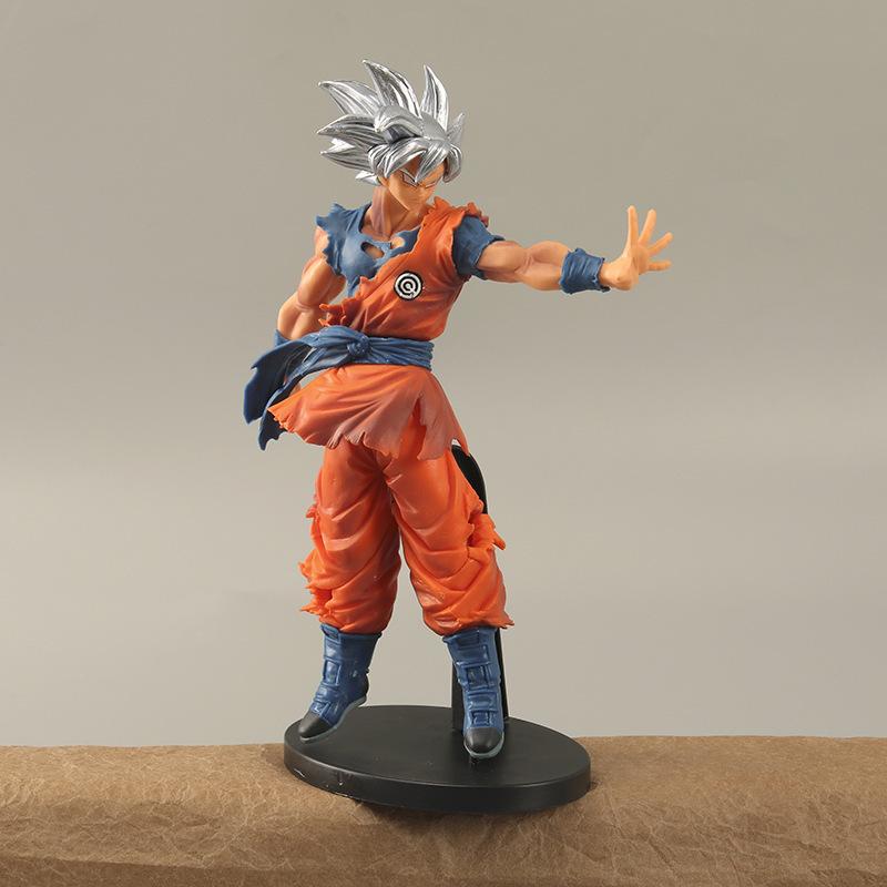 

23CM Anime Super Dragon Ball Son Goku Migatte Gokui Anniversary Silver Hair Model Toy Gift Action Figure no 10th Round Sensory Compression Bouncy With box