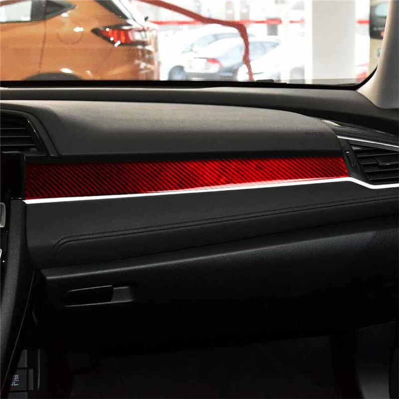 Firmly ABS Red Carbon Fiber Interior Dashboard Panel Cover Trim Decor Sticker For Honda Civic 10Th Gen 2016 2017 2018 2019 Parts Red Carbon Fiber