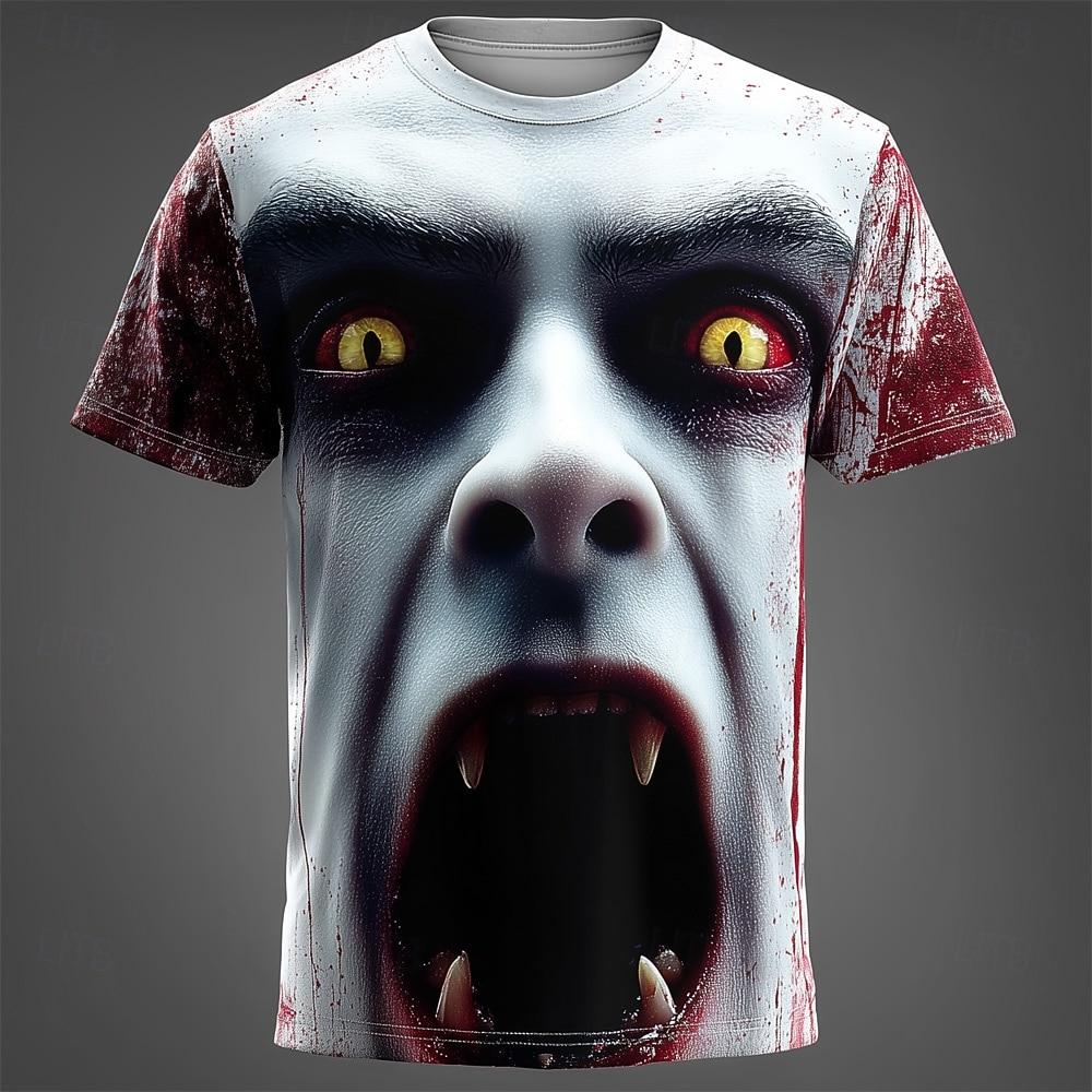 Men's Animal Optical Illusion 3D T Shirt Short Sleeve T Shirt 3D Print Crew Neck Shirt Exaggerated Designer Horror Party
