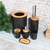 6-teiliges/Set Haushalts-Badezimmer Seifenschale Zahnbürstenhalter Spülbecher Lotionflasche Zubehör-Set Schwarz