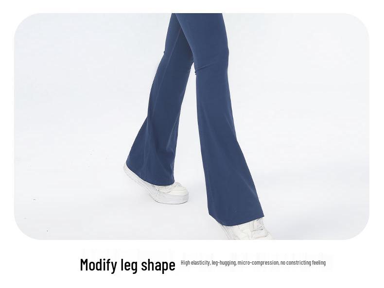 High-Waist Yoga-Hose mit Nude-Gefühl: Schnelltrocknende Micro-Flare Weitbeinige Hose mit Pfirsich-Po-Lifting für Damen