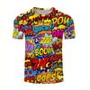 Trendy Text Graffiti Graphic T-Shirt Men Cartoon T Shirt Summer Tops Round Neck T Shirts Hip Hop Street Short Sleeves Menswear