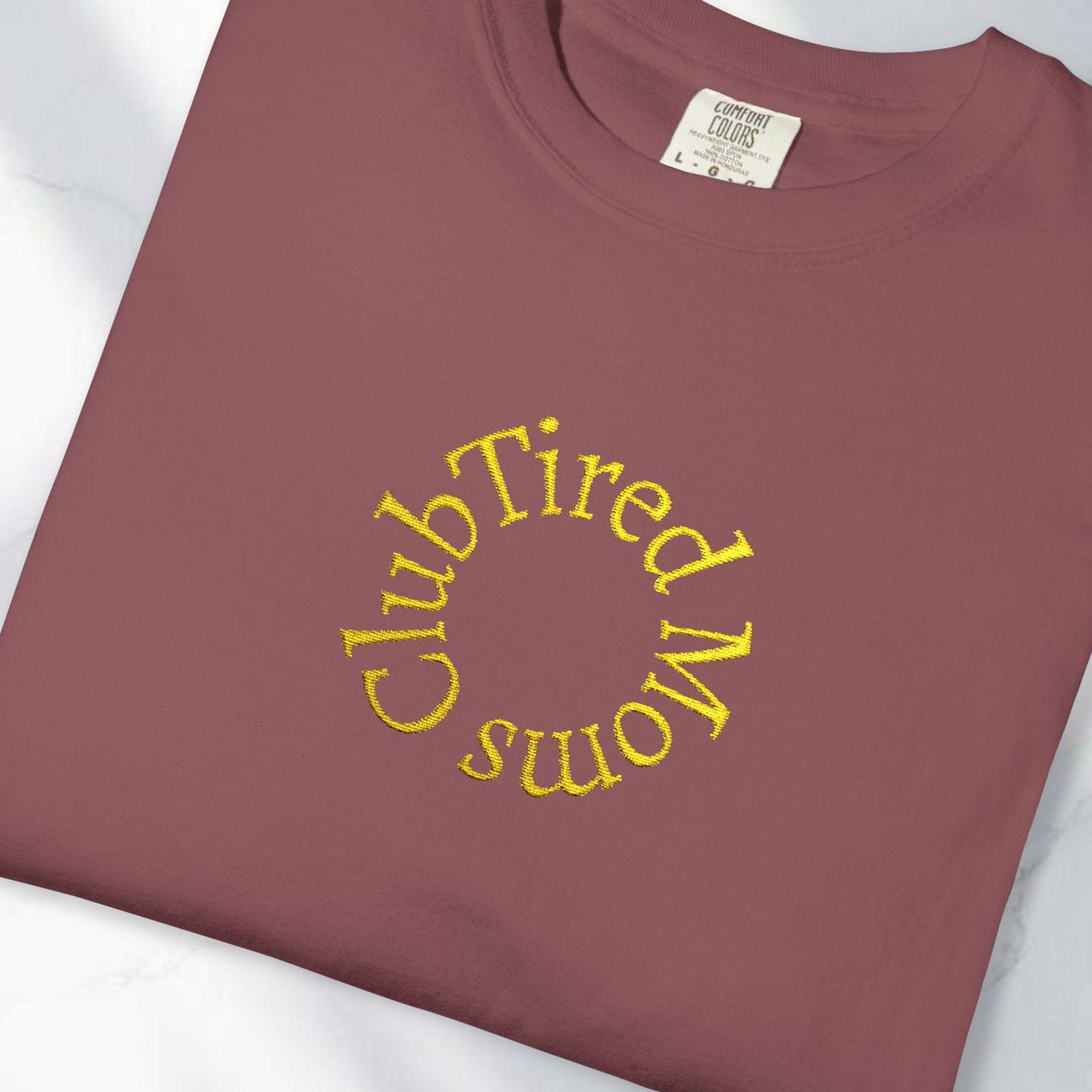 Club Tired Moms Embroidered T Shirt, Funny Mom Shirt, Tired Mom Club Tee, Minimalist Embroidery Mom Shirt, Mom Life Gift M