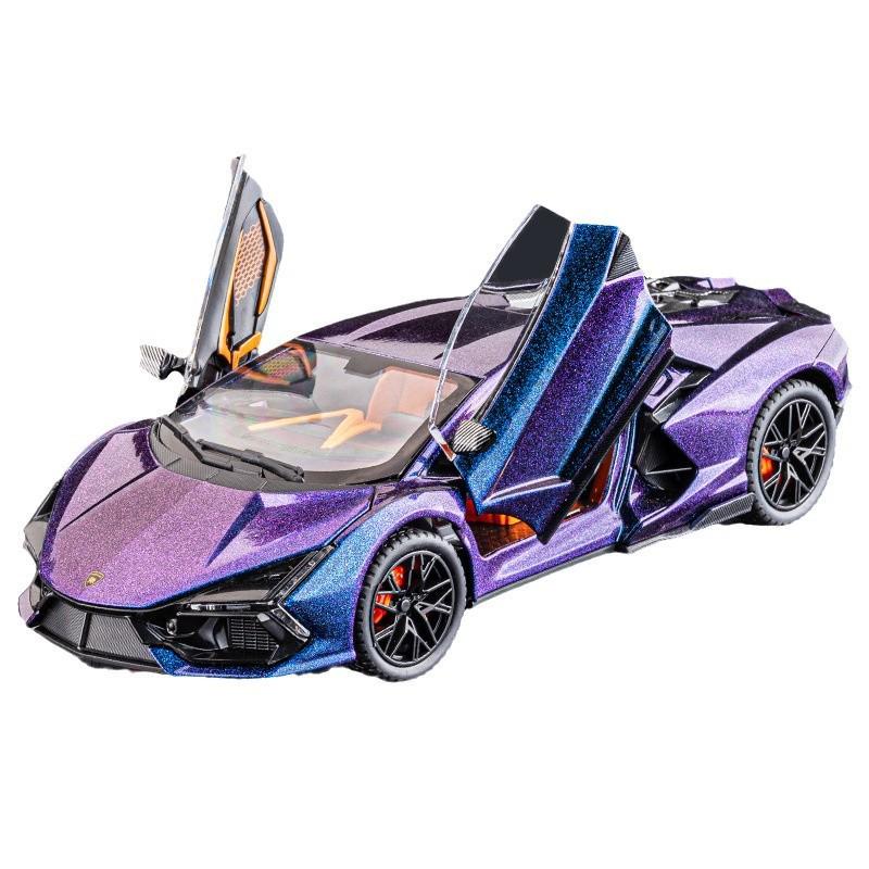 

1/24 Lamborghini Revuelto Alloy Sports Car Model Diecast Metal Toy Racing Super Car Vehicles Model Sound and Light Simulation Children s Gift фиолетовый
