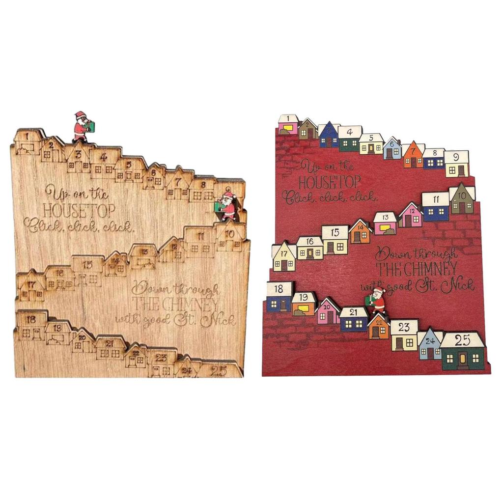 Christmas Wooden Advent Calendar Reusable Handmade with Moveable Figure Advent Calendar Ornament Holiday Gifts Home Decor