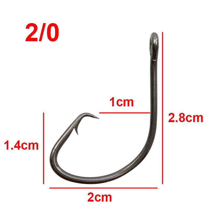 50pcs 7381 High Carbon Steel Fishing Hooks Black Wide Gap Offset Sport Circle Bait Fishing Hook Size 1 1/0 2/0 3/0 4/0 5/0