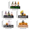 2Pcs Creative Halloween Gnomes Pumpkin Witch Figurines Wooden Block Table Sign For Festives Home Shelf Tiered Tray Decors