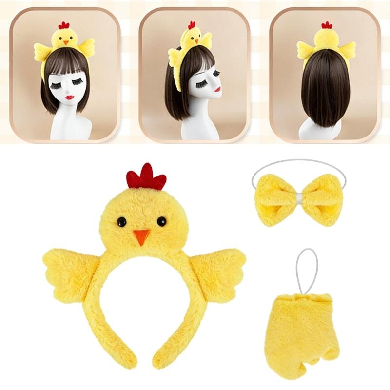 Set de 3 Diademas Divertidas de Cabeza de Pollo Pieza para el Cabello de Disfraz Para Fiestas de Halloween y Accesorios de Juego de Rol