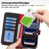 For iPhone 17 Pro Max Stand Case Litchi Texture Genuine Cow Leather Wallet Phone Cover RFID Blocking