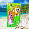 proof beach towel with a Lankybox Foxy and Rocky3 pattern - soft,absorbent,quick-drying,machine washable - perfect for swimming,camping,bathing