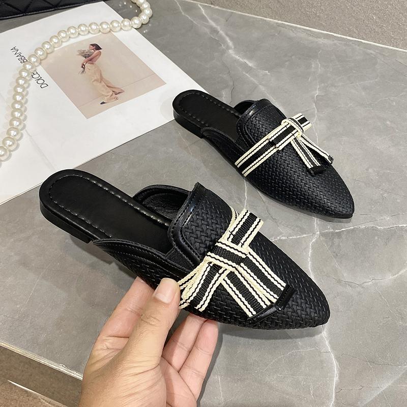 2024 New Women's Slippers Pointed Toe Versatile Color Matching Summer Women's Slippers Comfortable for Outerwear Baotou Zapatos