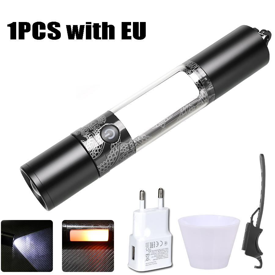 Powerful LED COB Flashlights with Magnetic Hook Type-C Rechargeable Torch Waterproof Bicycle Light for Outdoor Camping Cycling